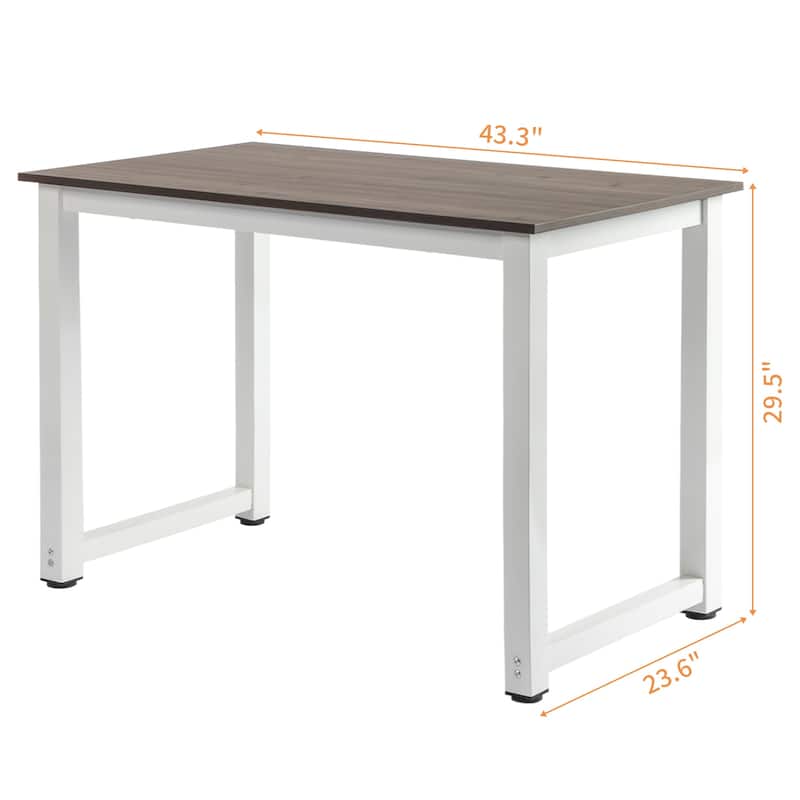 Wooden Computer Desk High Strength Compact Study Table for Home Office and School Gray Finish