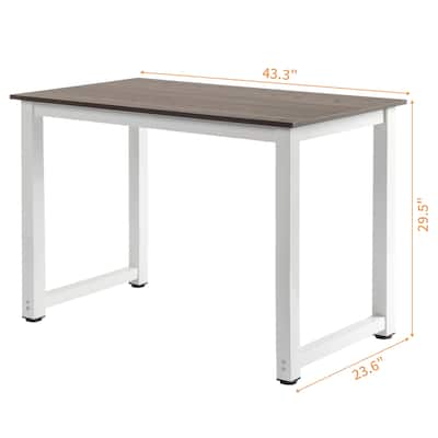 Wooden Computer Desk High Strength Compact Study Table for Home Office and School Gray Finish