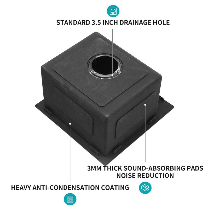 Drop-In Single Bowl 16 Gauge Stainless Steel Kitchen Sink in Gunmetal Black