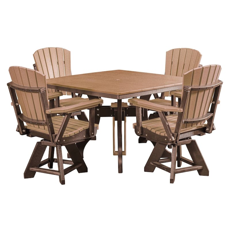 5-Piece Square Dining Set - UV-Proof Outdoor Furniture - Tudor Brown Base