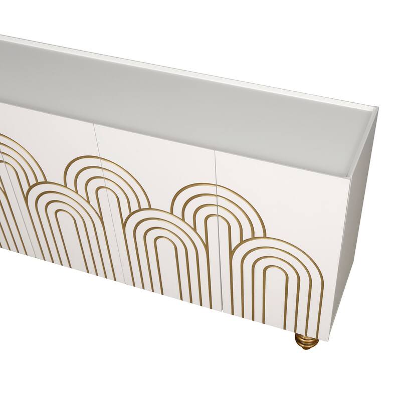 Modern Sideboard Buffet with Storage, 60" 4 Doors Storage Cabinet with Adjustable Shelves for Kitchen, Dining Room, Living Room