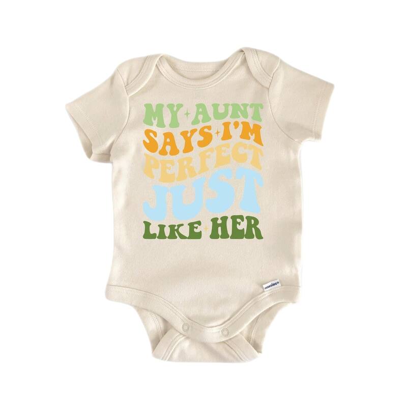Aunt Auntie Perfect - Baby Boy Girl Clothes Infant Bodysuit Funny Cute Newborn - Natural - Newborn