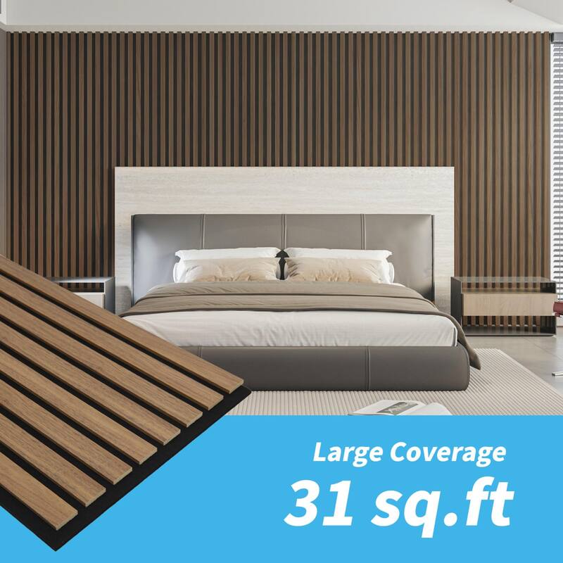 4 Panels 93"x12" MDF Slat 3D Wall Paneling Cover 31 Sq.Ft. - N/A