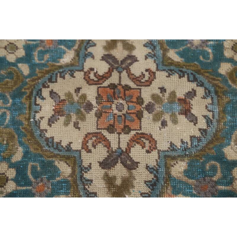 Distressed Over-Dyed Tabriz Persian Vintage Rug Handmade Wool Carpet - 6'8"x 9'10"