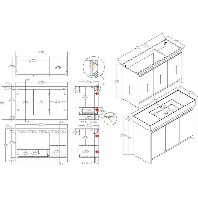 Blossom 48" All Wood Freestanding Bathroom Vanity with Acrylic Sink