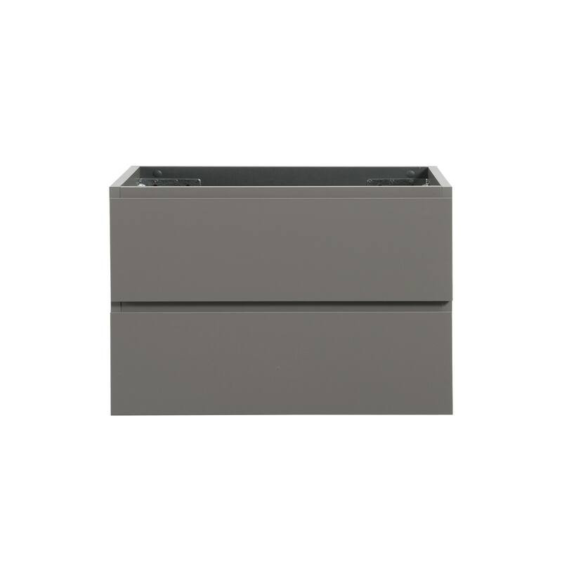Modern 24" Alice Wall-Mounted Vanity with Silent Soft-Closing Drawers, Walnut Finish, and Ample Storage - No Basin Included - 29.7in L MDF - 29.7in L White+gray