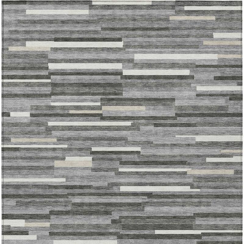 HomeRoots Striped Transitional Rectangle Outdoor Rug