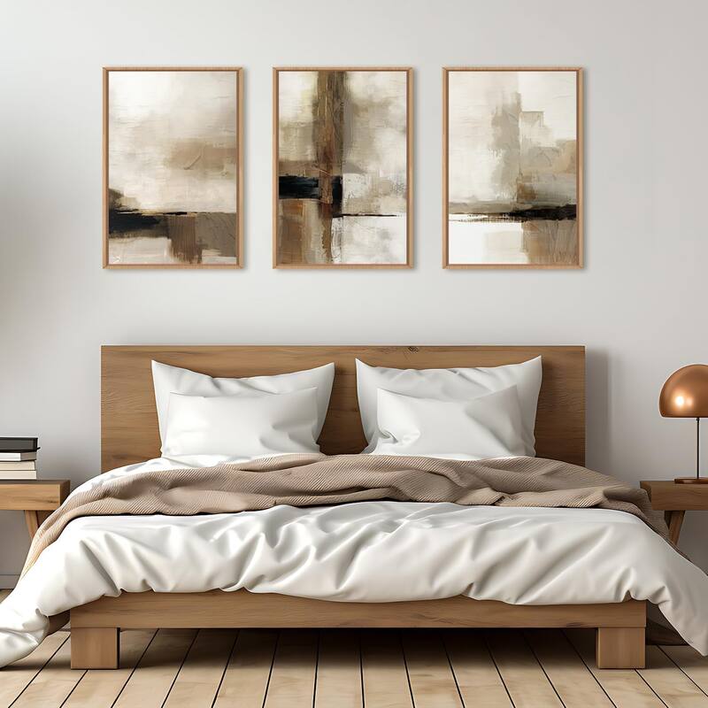 Brown Beige Wall Decor,Minimalist Black Wall Painting