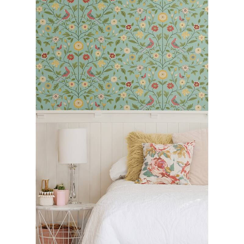 NextWall Bird Toile Peel and Stick Wallpaper