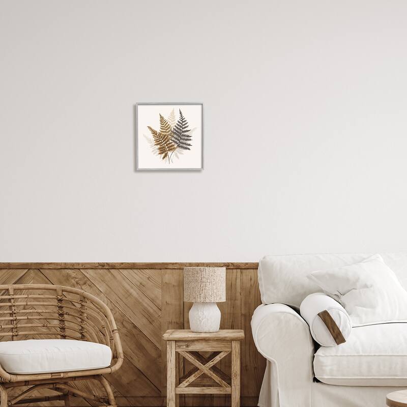 Stupell Layered Fern Leaves Soft Botanical Earth Tones Framed Wall Art, Design by House of Rose