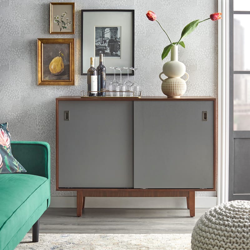angelo:HOME Menlo Console Table - Walnut/Charcoal Grey