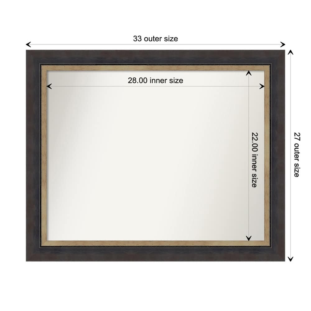 Hammered Charcoal Tan Non-Beveled Wood Framed Bathroom Vanity Wall Mirror - Hammered Charcoal Tan