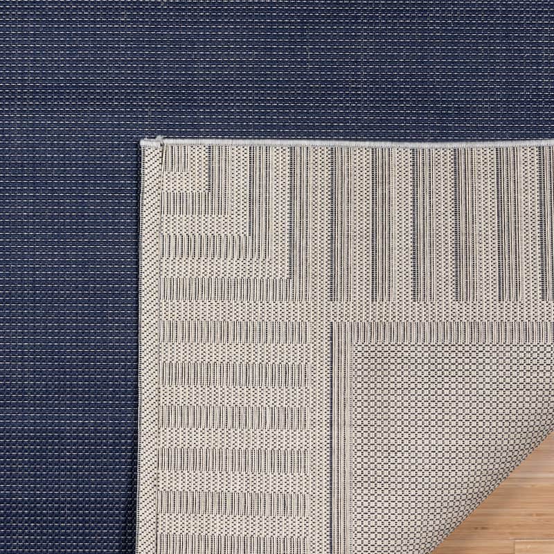 Gertmenian Paseo Kiano Modern Stripe Border Polypropylene Flatweave Indoor/ Outdoor Area Rug