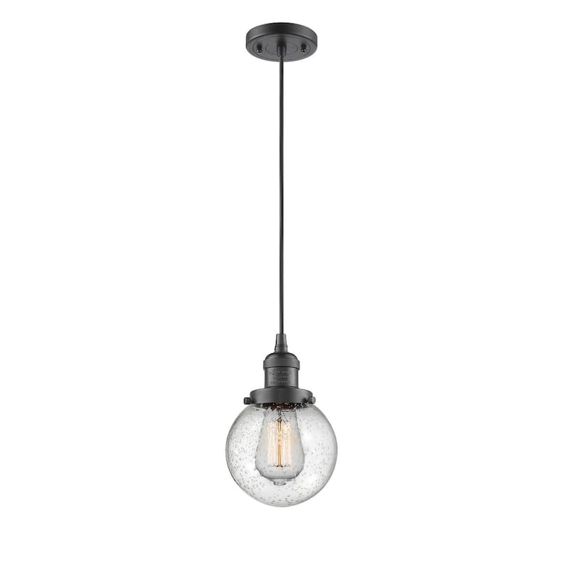 Innovations Lighting Beacon Single Light 6" Wide Mini Pendant with - Oil Rubbed Bronze / Seedy