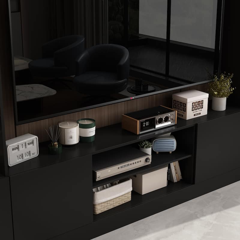 114.2"W Large Modern TV Console Table Media Entertainment Center