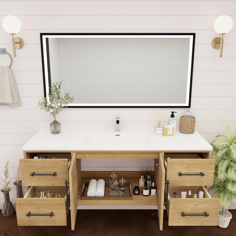 Victoria 60'' Wall-mounted Vanity with Single Reinforced Acrylic Sink - 59.5