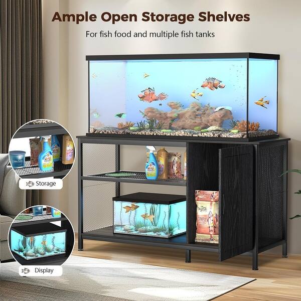 fish tank accessories all animal food AQQA Aquarium Stand 3118 Inch, 620LBS Heavy Duty Metal Frame Feed your aquarium fish using a feeder cone 55-90 Gallon Fish Tank Stand,