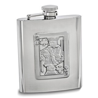 Curata Silver-Tone 8 Ounce Embossed King of Clubs Playing Card Flask ...