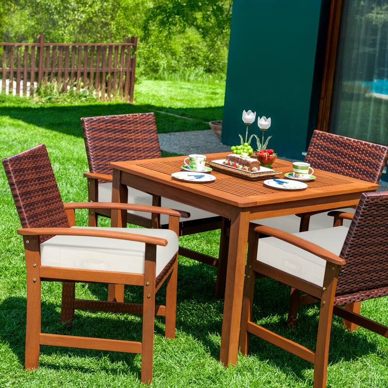 Aoodor Patio Chair Cushions Set of 2, Water Resistant Outdoor Seat Cushions with Handle and Ties, Square Corner Cushions