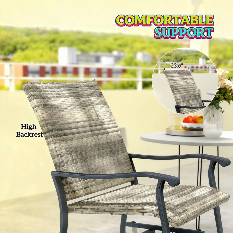 GDFStudio - Sebastian Outdoor Wicker Swivel Glider Chair Set of 2