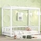 preview thumbnail 4 of 4, Twin Size Wooden Canopy Frame Floor Bed with Fence, Guardrails
