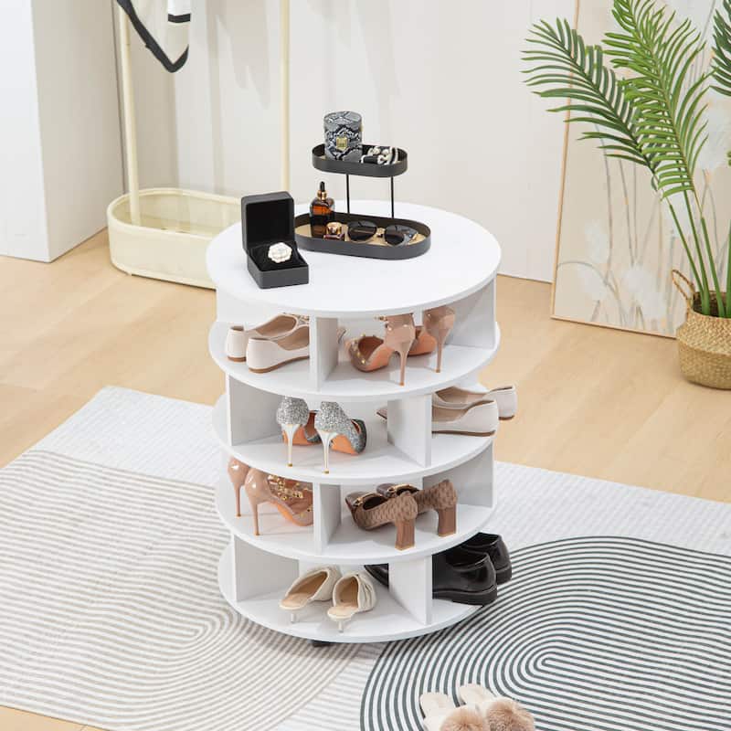 4 Tier Design 360° Spinning Shoe Rack Tower, 16 Pair Shoe Rack