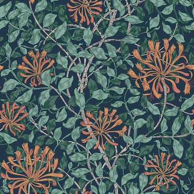 William Morris Honeysuckle Tidewater Blue Wallpaper
