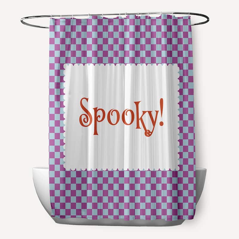 Halloween Spooky Checks Shower Curtain - Orchid