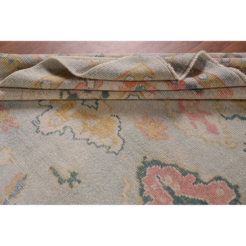 Hand Knotted Oriental 100% Wool Carpet Transitional All-Over Beige & Ivories Oushak Area Rug - 13' 2'' X 9' 5''