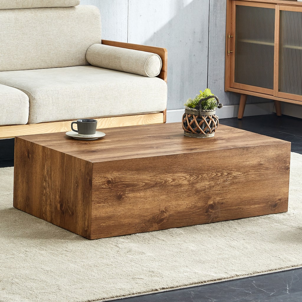 Elegant Coffee Table Accent Table with Wood Grain Patterns, Living Room Dining Table with Easy Assembly