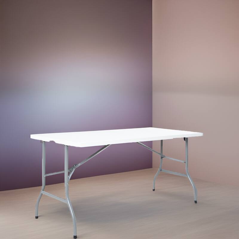 Portable Folding Rectangle Table – Collapsible Resin Foldable Table – Multipurpose Fold-Up Plastic Table - 5ft/RectangleTable