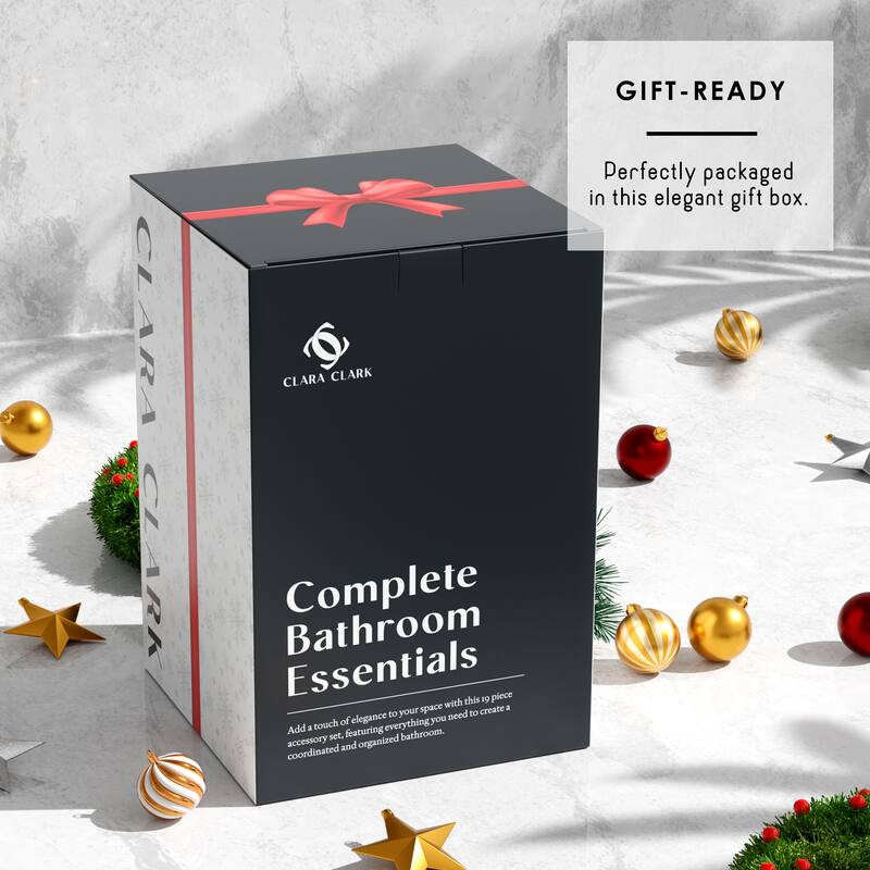 Empyrean Christmas Bathroom Set - Festive Shower Curtain, Holiday Accessories, Soap Dispenser, Trash Can & Toilet Brush