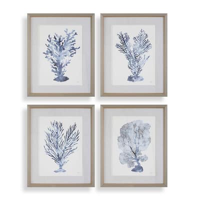 Uttermost Shibori Coral Framed Prints Set/4