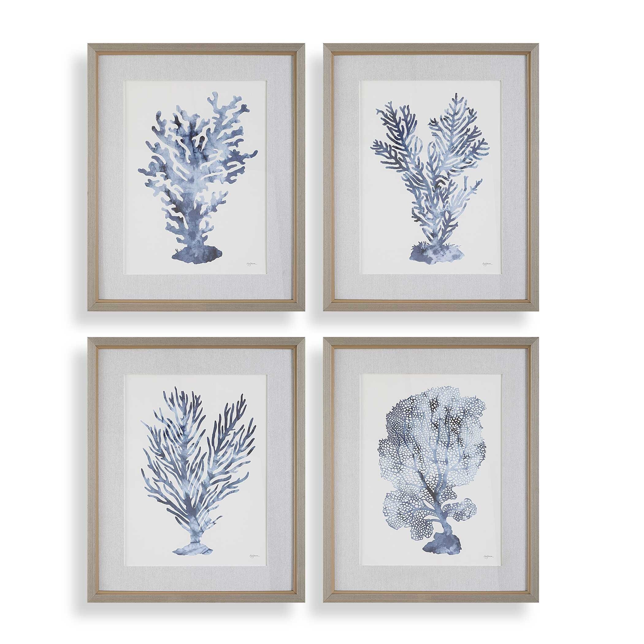Uttermost Shibori Coral Framed Prints (Set of 4)