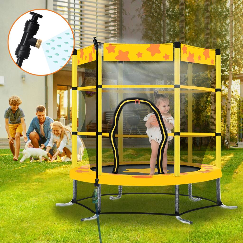 55 Inch Kids Trampoline with Safety Enclosure Net