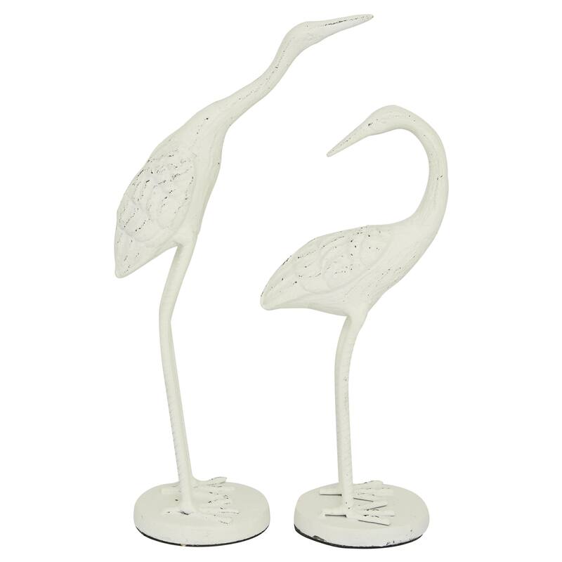 Metal Bird Decorative Sculpture - Set of 2 White - Roche River Decor - White