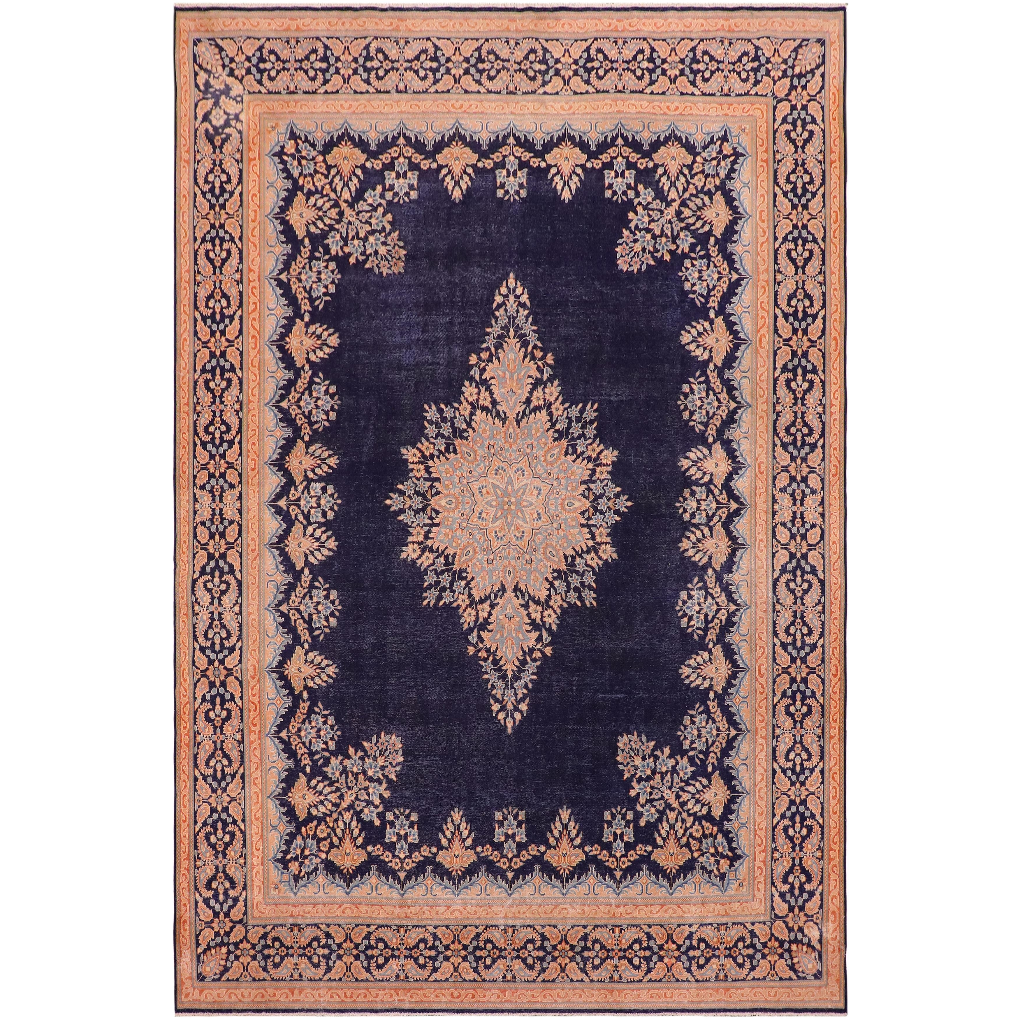 Vintage Distressed Soria Drk Blue Brown Wool Rug 9 10 X 12 8 9 10 X 12 8 On Sale Overstock 27869307