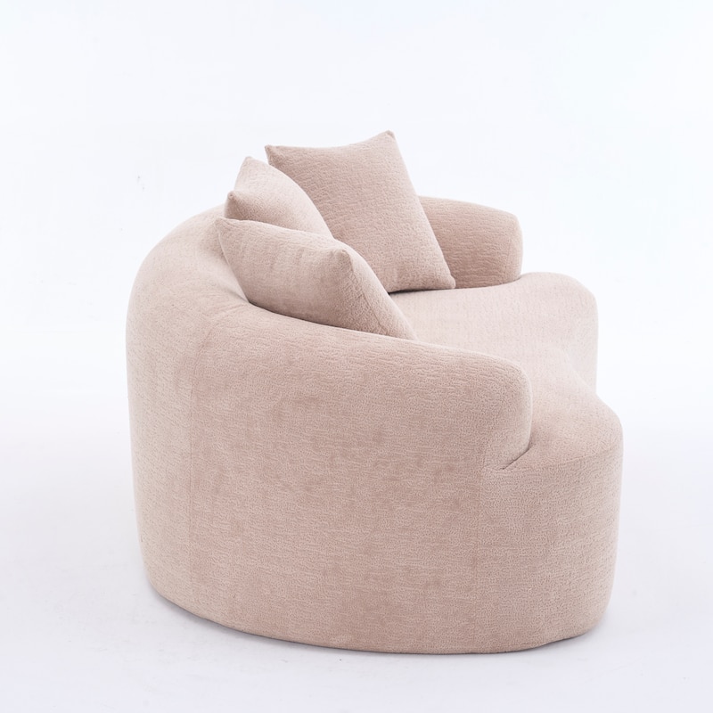 Characteristic Loveseat Sofa Couch with 3 Decorative Pillows, Curved 2-Seater Sofa Couch for Apartments