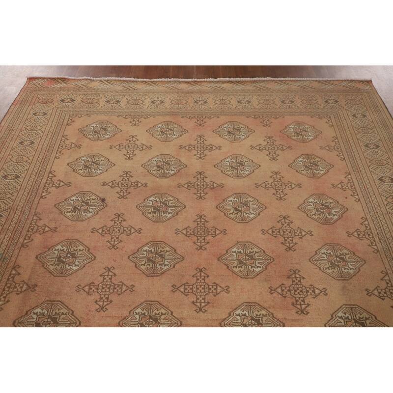 Geometric Bokhara Oriental Rug Hand-Knotted Wool Carpet - 6'11"x 9'6"