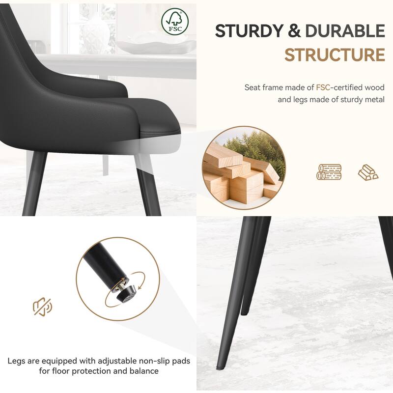 Modern Dining Chairs Set of 2, Spacious Dining Room Chairs with Thick Cushion, Comfortable Upholstered Dining Chairs