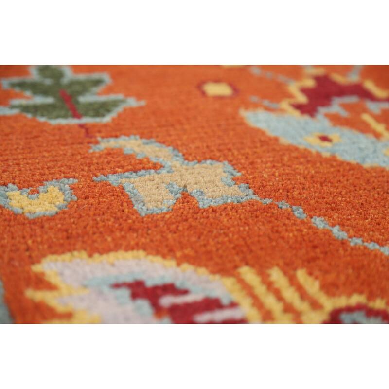 Hand Knotted Oriental 100% Wool Carpet Traditional Tribal Oranges & Rust Heriz (serapi) Area Rug - 11' 9'' X 8' 10''