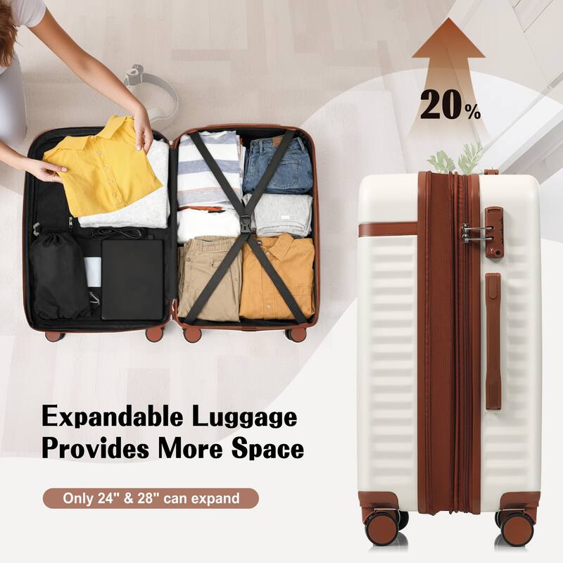 Luggage Set of 3, 20inch with USB Port, front opening design Airline Certified Carry on Luggage, ABS Hard Shell Luggage
