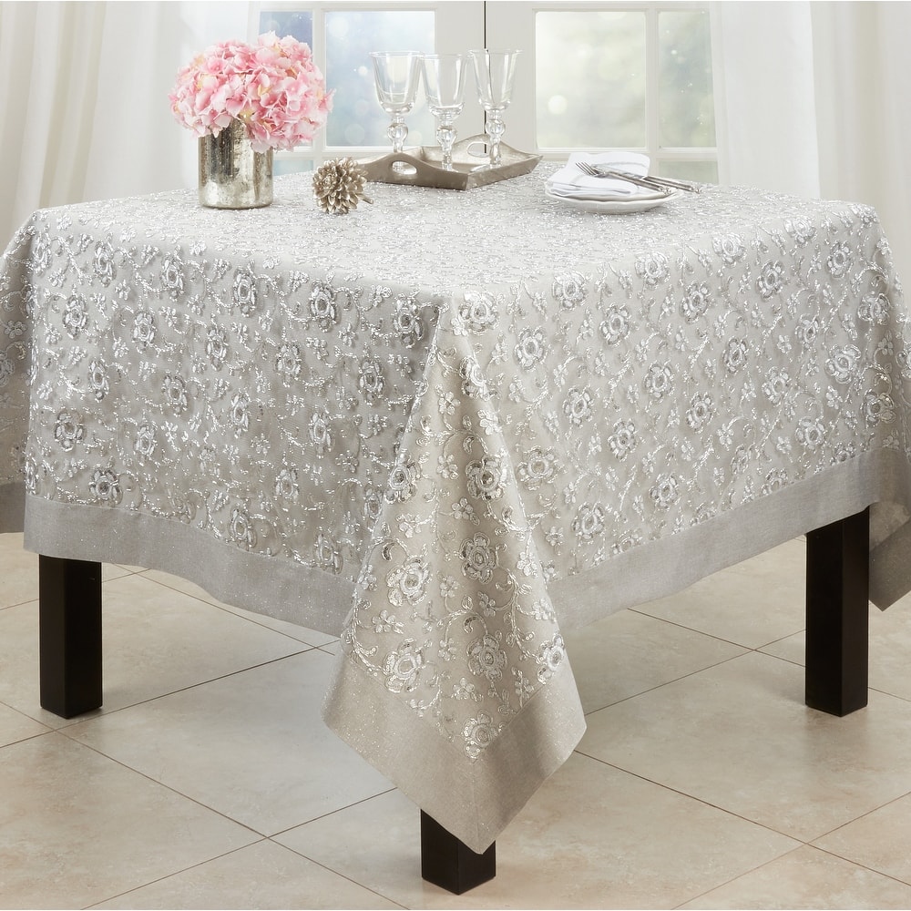 Embroidered Tablecloth With Floral Design