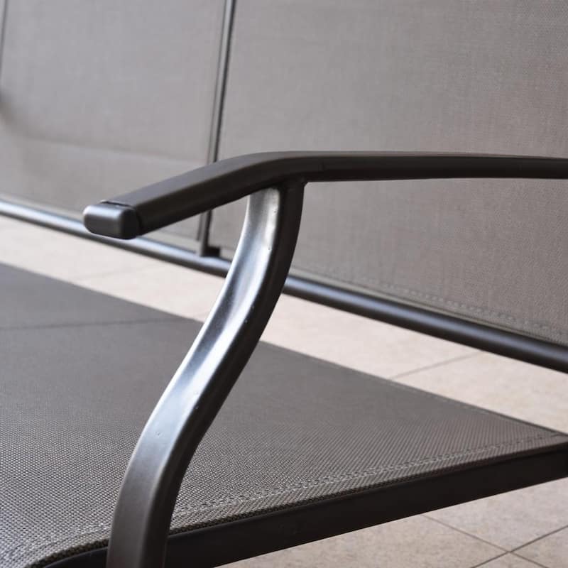 Kaycey 2-Person Brown Metal Outdoor Loveseat Glider with Mix Tan Sling - N/A