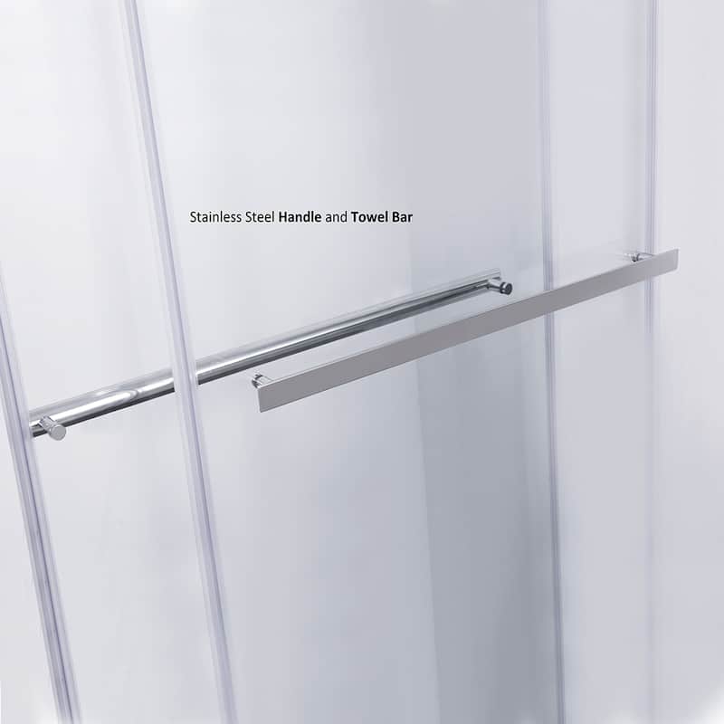 Spezia 64"W x 76"H Sliding Frameless Shower Door in Brushed Nickel