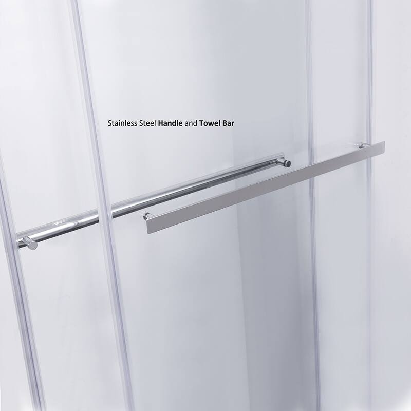 Spezia 68" W x 76" H Sliding Frameless Shower Door in Brushed Nickel