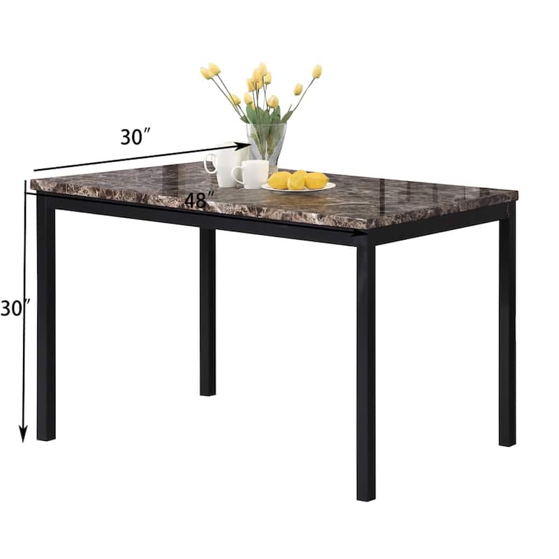 Metal Dining Table with Laminated Faux Marble Top