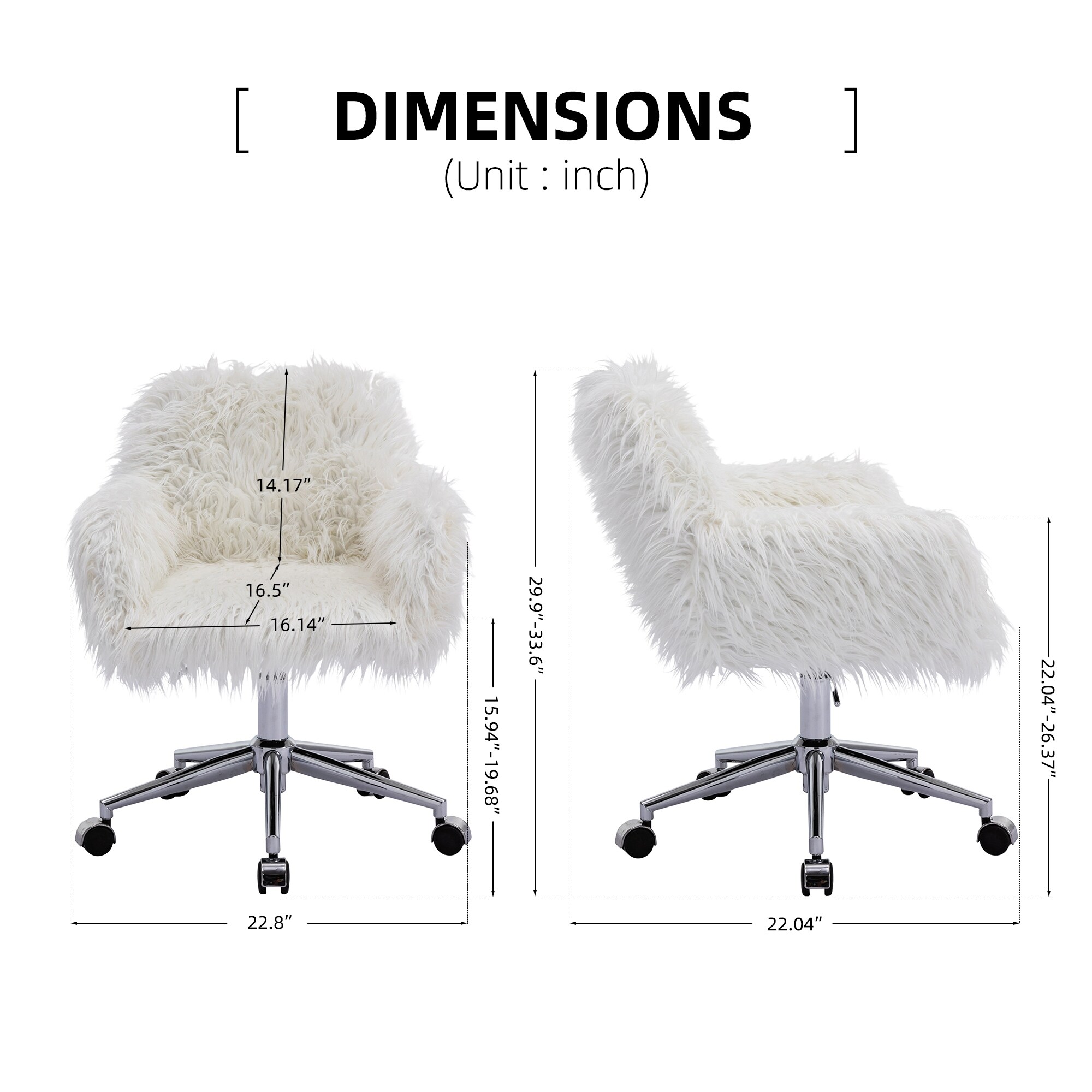 White fuzzy computer chair top