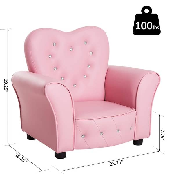 dimension image slide 1 of 2, Taylor & Olive Estella Pink Upholstered Kids Chair