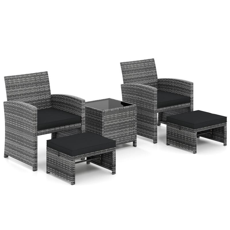 Costway 5 Pieces Patio Furniture Set PE Wicker Outdoor Lounge Chairs - See Details